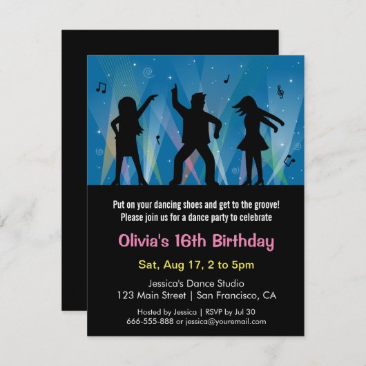 Stijlvolle trendy Tiener disco dans verjaardagsfee Kaart (Voorkant / Achterkant)