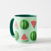 Stijlvolle trendy waterverf watermeloen mok (Voorkant links)