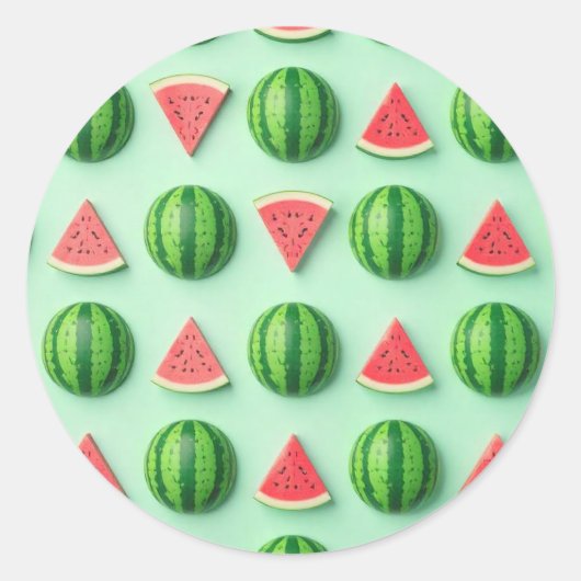Stijlvolle trendy Waterverf watermeloen Ronde Sticker (Voorkant)