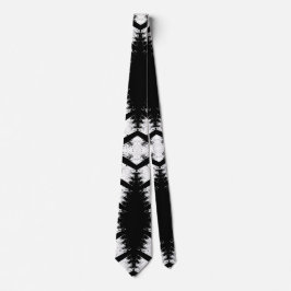 Stijlvolle Tribale Zwarte en Witte Heren Zijden St Stropdas