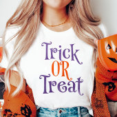 Stijlvolle Trick or treat Paarse en Oranje Hallowe T-shirt