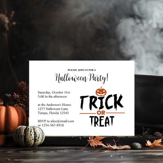 Stijlvolle 'Trick or treat' van Halloween Party Kaart