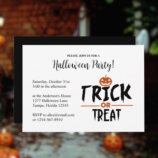 Stijlvolle 'Trick or treat' van Halloween Party Kaart