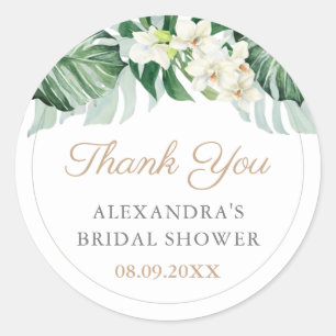 Stijlvolle tropische bruiloft voor gevlochten olie ronde sticker