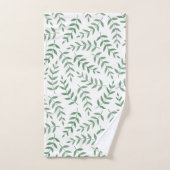 Stijlvolle tropische groene bladeren op wit bad handdoek (Handdoek)