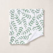 Stijlvolle tropische groene bladeren op wit bad handdoek (Wasdoekje)