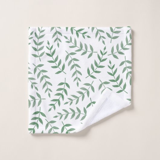 Stijlvolle tropische groene bladeren op wit bad handdoek (Wasdoekje)