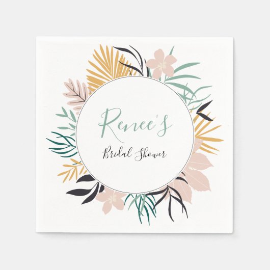 Stijlvolle tropische groene bruidsdouche servet (Voorkant)