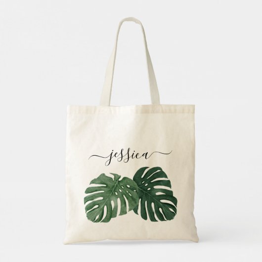 Stijlvolle Tropische Monstera Boodschappentas Tote Bag (Achterkant)