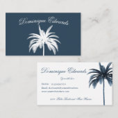 Stijlvolle, tropische palmboom, blauw, wit visitekaartje (Voorkant / Achterkant)