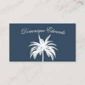 Stijlvolle, tropische palmboom, blauw, wit visitekaartje (Voorkant)