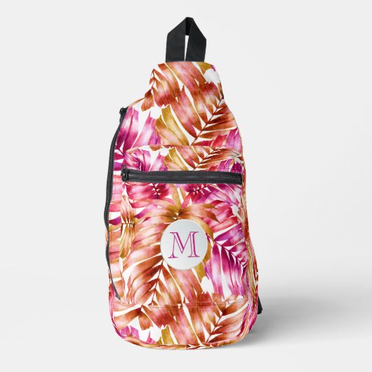 Stijlvolle tropische palmen sling bag (Voorkant)