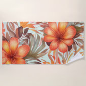 Stijlvolle Tropische Waterverf Bloemen Strandlaken (Voorkant)