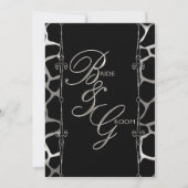 Stijlvolle Trouw in Zilver & Zwarte Giraffeprint Kaart (Achterkant)