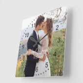 stijlvolle trouwdag foto vierkante klok (Hoek)