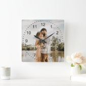 stijlvolle trouwdag foto zwarte nummers vierkante klok (Huis)