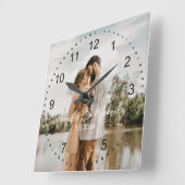 stijlvolle trouwdag foto zwarte nummers vierkante klok (Hoek)