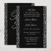 Stijlvolle Trouwdag in Zilver & Zwarte Luipaard Kaart (Voorkant / Achterkant)