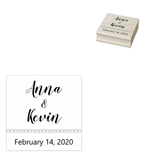 Stijlvolle trouwdatum bruid en bruinnamen rubberstempel (Gestempeld)