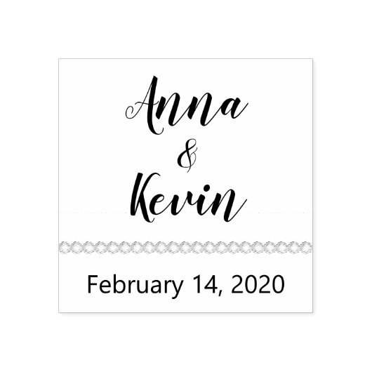 Stijlvolle trouwdatum bruid en bruinnamen rubberstempel (Afrduk)