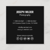 Stijlvolle trouwfotograaf Foto QR Code Zwart Vierkante Visitekaartje (Achterkant)