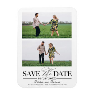 Stijlvolle trouwkaart Save The Date 2 foto collage Magneet