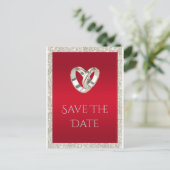 Stijlvolle trouwringen, robijnrood & glitter bruil aankondigingskaart (Staand voorkant)