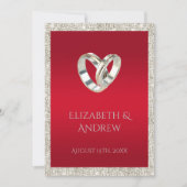 Stijlvolle trouwringen, robijnrood & glitter bruil kaart (Voorkant)