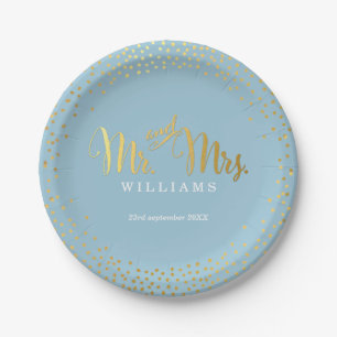 STIJLVOLLE TROUWTAFEL mini confetti goud blauw Papieren Bordje