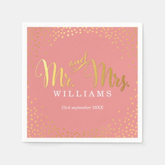 STIJLVOLLE TROUWTAFEL mini confetti gouden koraal Servetten (Voorkant)