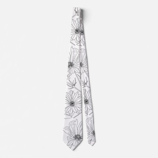stijlvolle tuinbloemen zwart ontwerp stropdas (Voorkant)