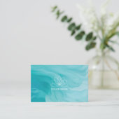 Stijlvolle turkooizen visitekaartje voor therapeut (Staand voorkant)