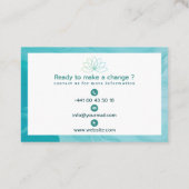 Stijlvolle turkooizen visitekaartje voor therapeut (Achterkant)