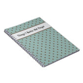 Stijlvolle, turquoise achtergrond met bruine polka notitieboek (Rechterzijde)