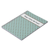 Stijlvolle, turquoise achtergrond met bruine polka notitieboek (Linkerzijde)
