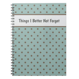 Stijlvolle, turquoise achtergrond met bruine polka notitieboek