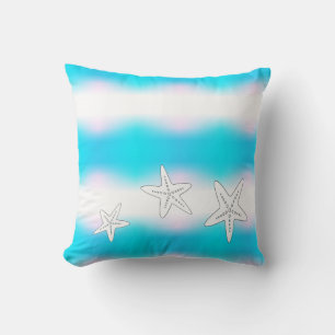 Stijlvolle turquoise blauwe zeester vis oceaan kus kussen