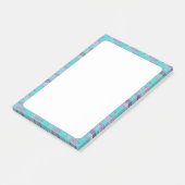 Stijlvolle turquoise bloemrijke rand Persoonlijke Post-it® Notes (Schuin)