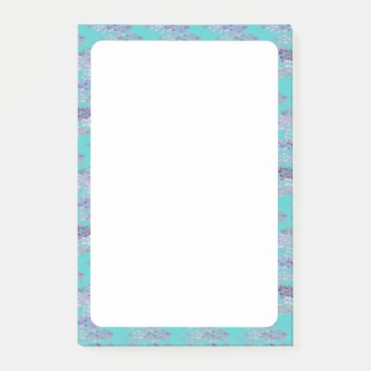 Stijlvolle turquoise bloemrijke rand Persoonlijke Post-it® Notes (Voorkant)