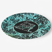 Stijlvolle Turquoise donkere humeurige bloemen ver Papieren Bordje (Gekanteld)