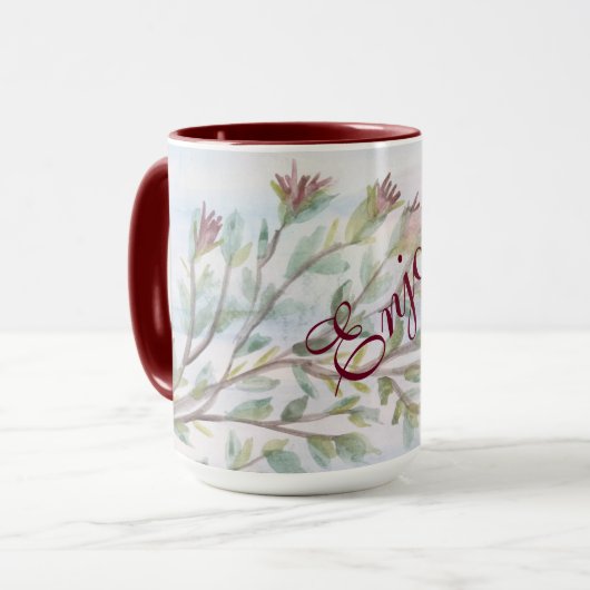 Stijlvolle turquoise en Bourgondische Mok (Voorkant links)