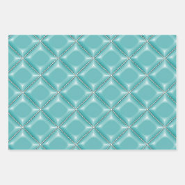 Stijlvolle Turquoise en Silver Lattice Vakantie Inpakpapier Vel