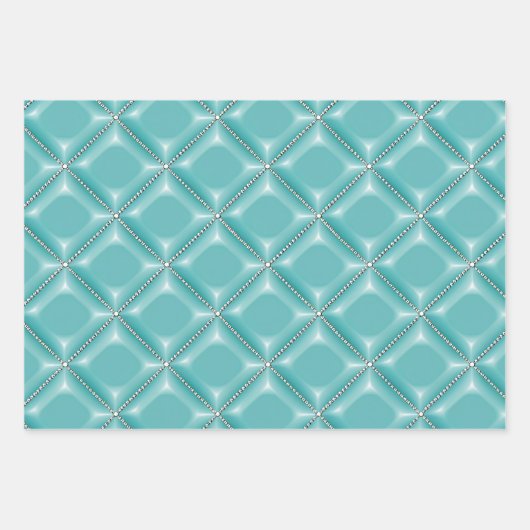 Stijlvolle Turquoise en Silver Lattice Vakantie Inpakpapier Vel (Voorkant)