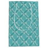 Stijlvolle Turquoise en Silver Lattice Vakantie Medium Cadeauzakje (Voorkant)