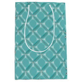 Stijlvolle Turquoise en Silver Lattice Vakantie Medium Cadeauzakje