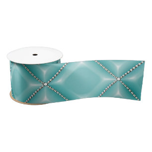 Stijlvolle Turquoise en Silver Lattice Vakantie Satijnen Lint