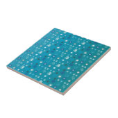 Stijlvolle turquoise en wit, sterren en sneeuwvlok tegeltje (Zijkant)