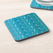 Stijlvolle turquoise en witte, sterren en sneeuwvl bier onderzetter (Linkerzijde)