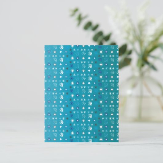 Stijlvolle turquoise en witte, sterren en sneeuwvl briefkaart (Staand voorkant)