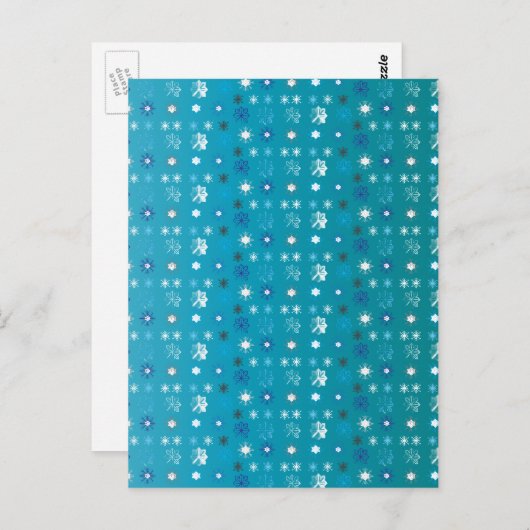 Stijlvolle turquoise en witte, sterren en sneeuwvl briefkaart (Voorkant / Achterkant)
